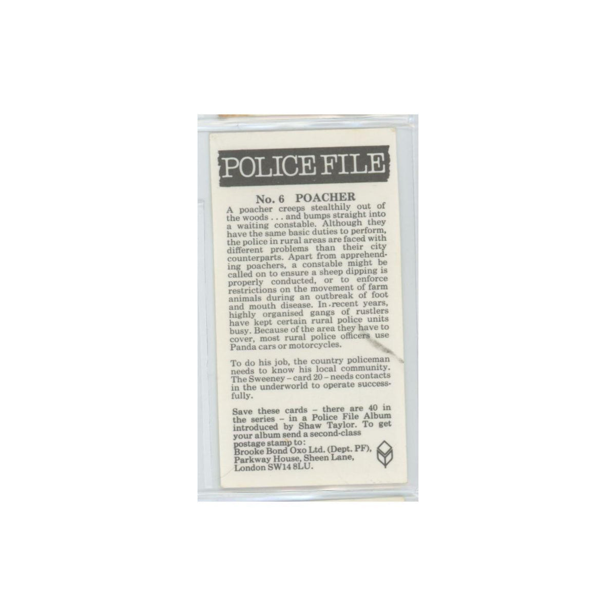 1977 Brooke Bond Police File Poacher #6