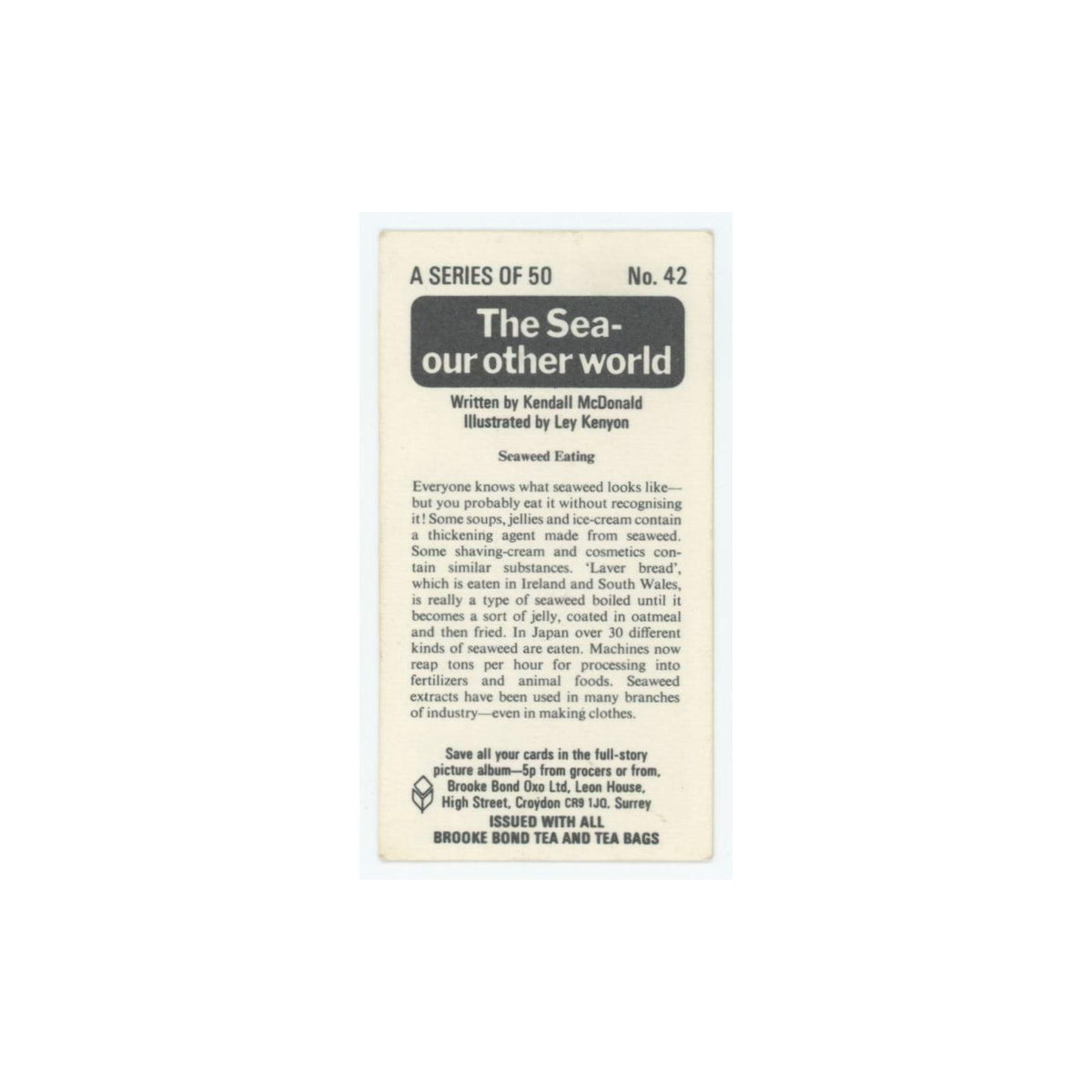 1974 Brooke Bond The Sea Our Other World Seaweed Eating #42