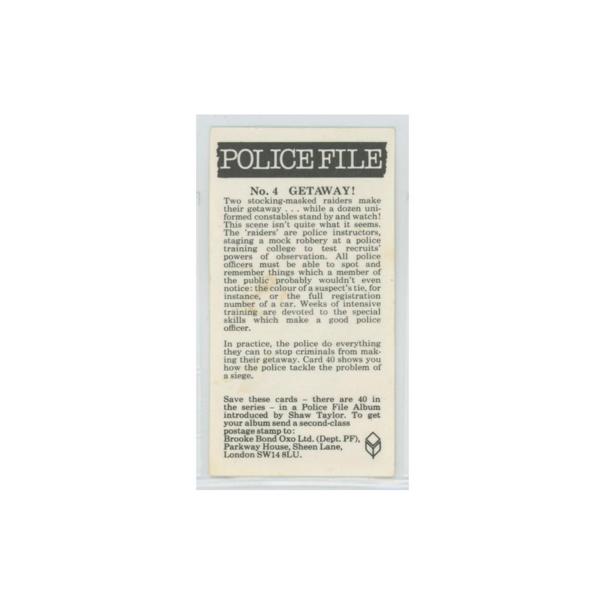 1977 Brooke Bond Police File Getaway #4