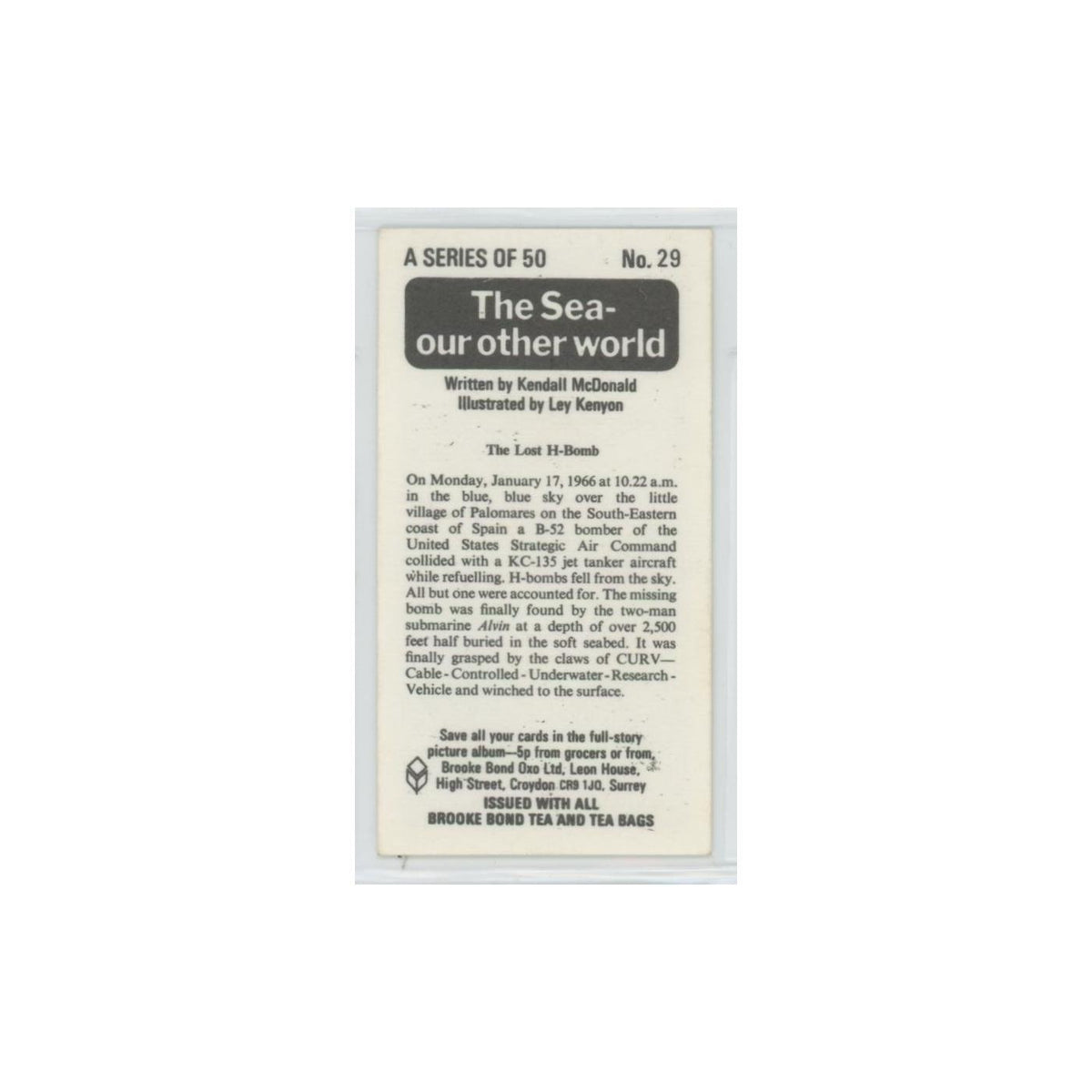 1974 Brooke Bond The Sea Our Other World The Lost H Bomb #29