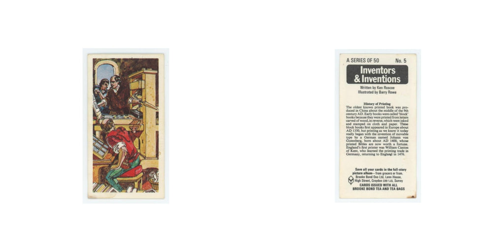 1975 Brooke Bond Inventors Inventions History of Printing #5