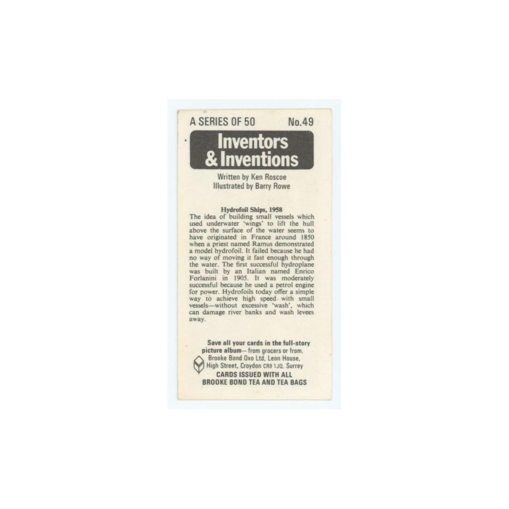 1975 Brooke Bond Inventors Inventions Hydrofoil Ships #49