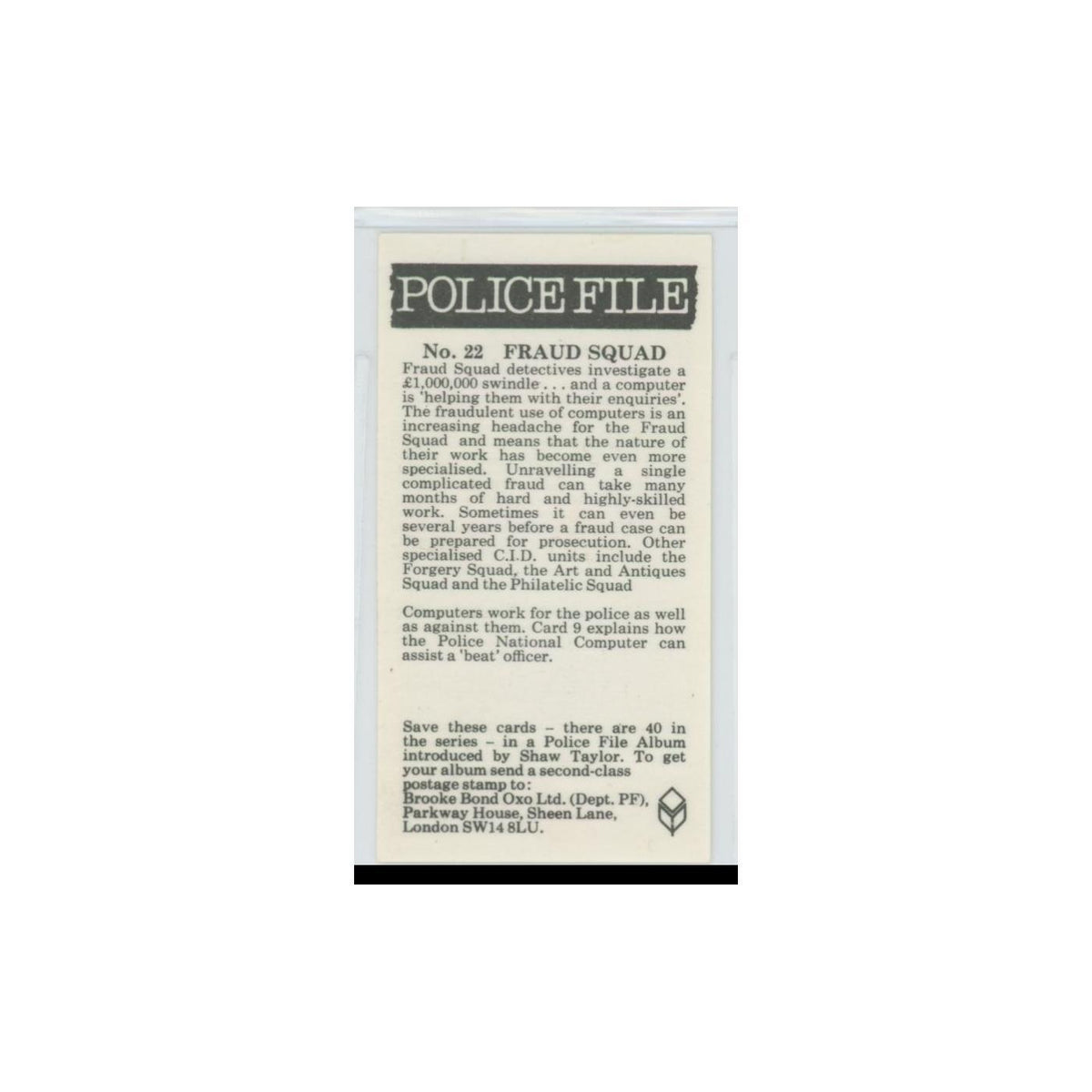 1977 Brooke Bond Police File Fraud Squad #22