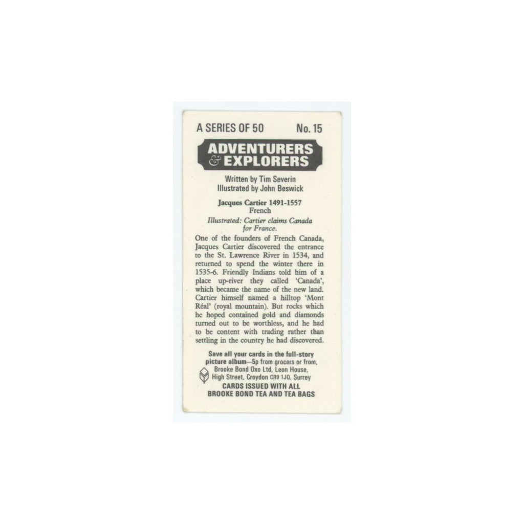 1973 Brooke Bond Adventurers Explorers Jacques Cartier #15