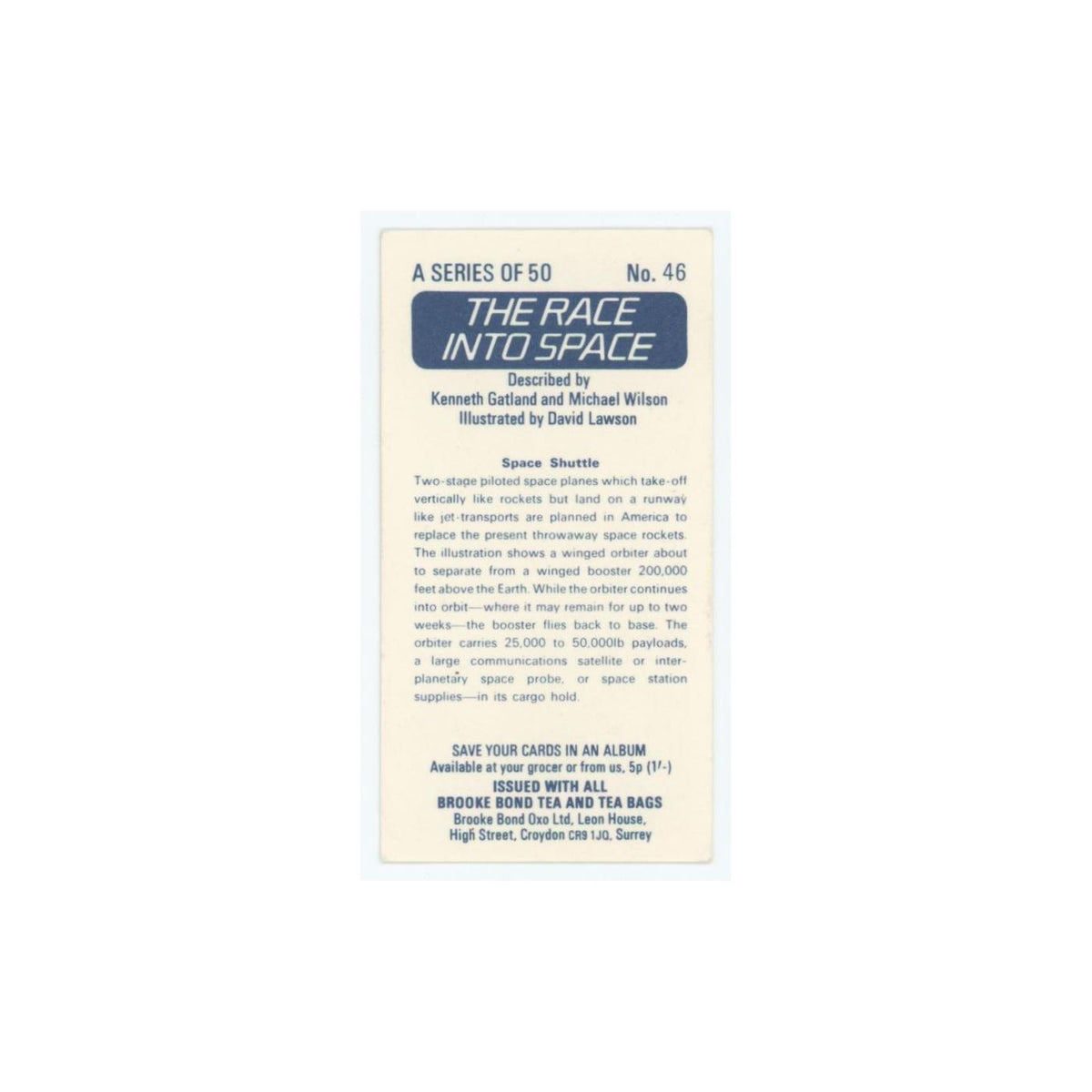 1971 Brooke Bond Race Into Space Space Shuttle #46