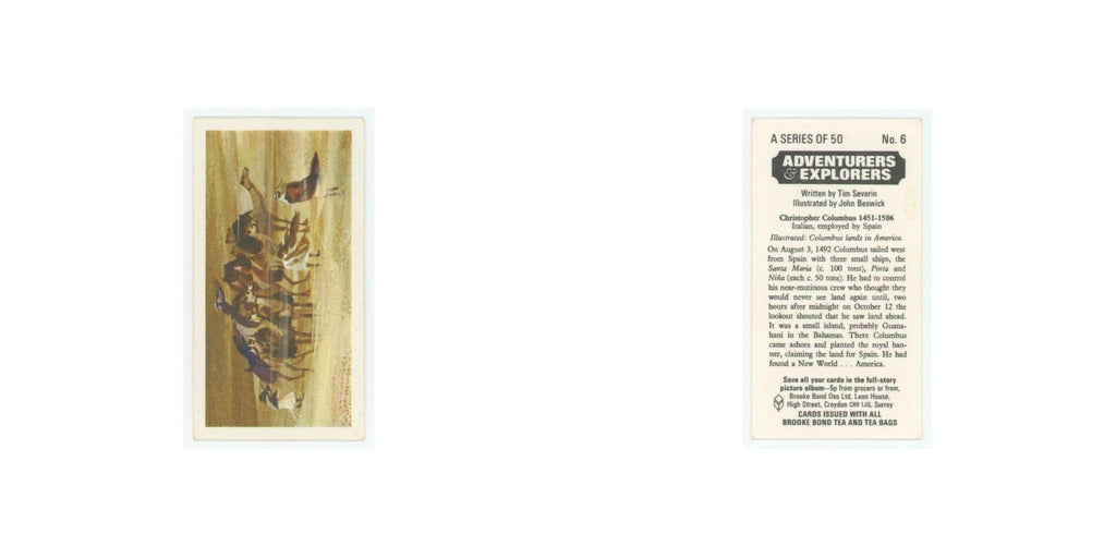 1973 Brooke Bond Adventurers Explorers Christopher Columbus #6