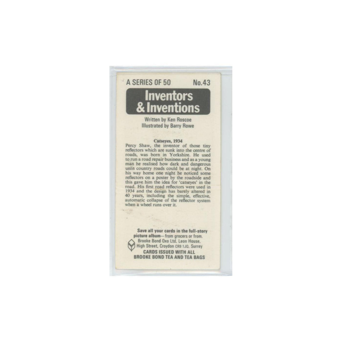 1975 Brooke Bond Inventors Inventions Catseyes #43
