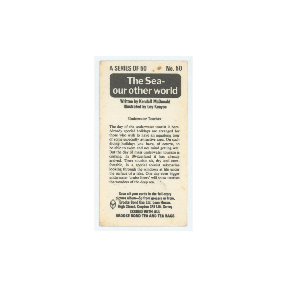 1974 Brooke Bond The Sea Our Other World Underwater Tourists #50