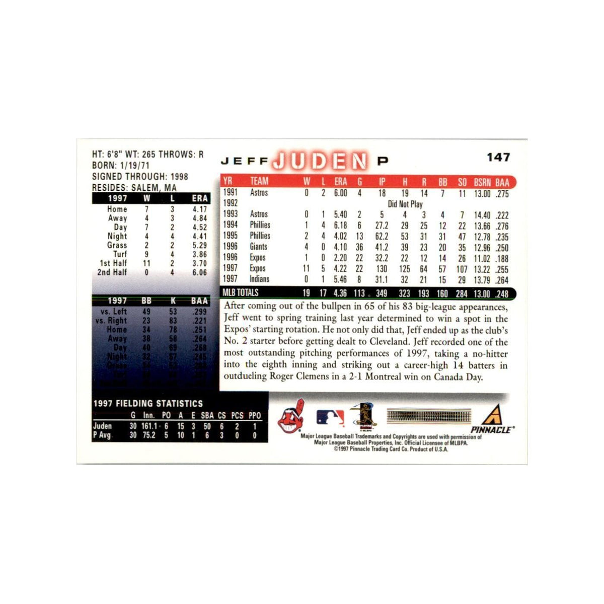 1998 Score Jeff Juden Baseball Cards #147