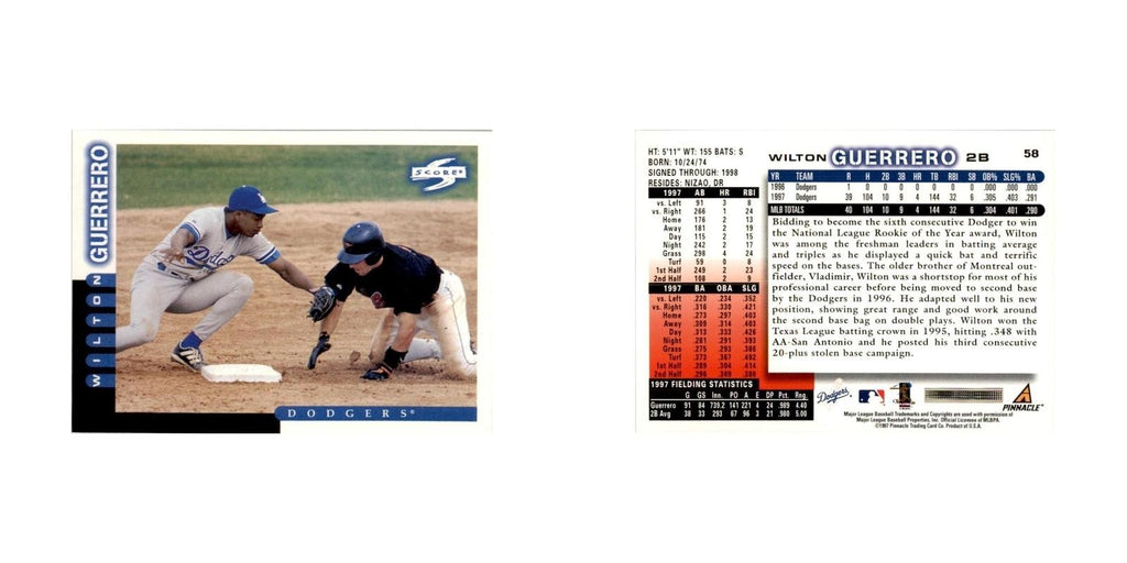 1998 Score Wilton Guerrero Baseball Cards #58