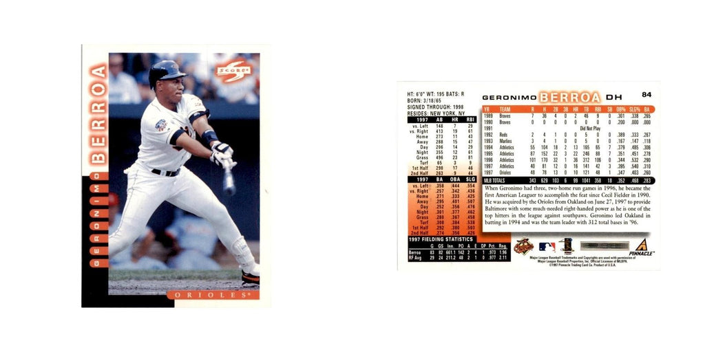 1998 Score Geronimo Berroa Baseball Cards #84