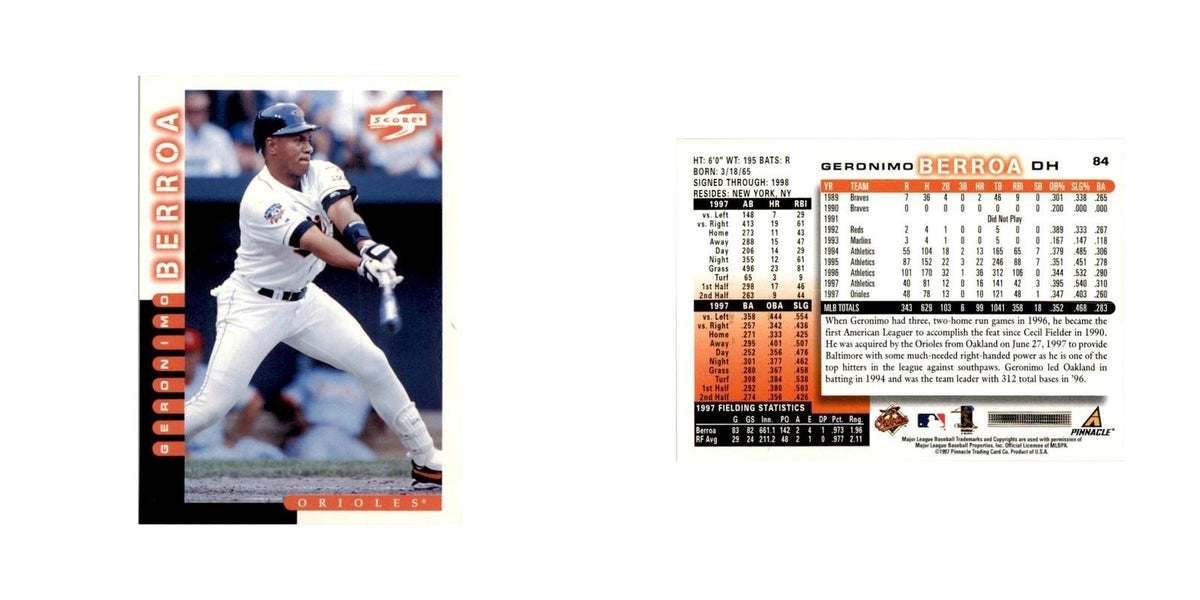 1998 Score Geronimo Berroa Baseball Cards #84