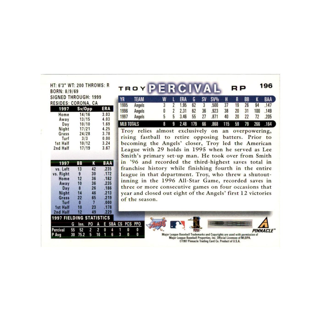 1998 Score Troy Percival Baseball Cards #196