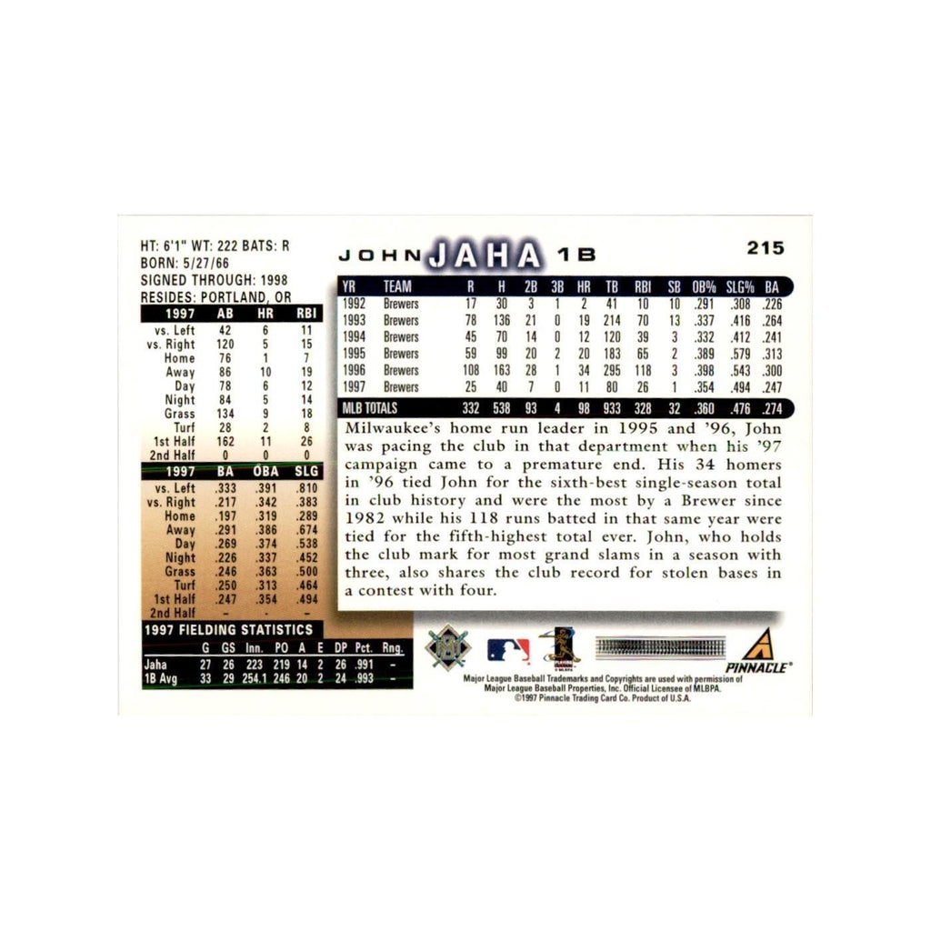 1998 Score John Jaha Baseball Cards #215
