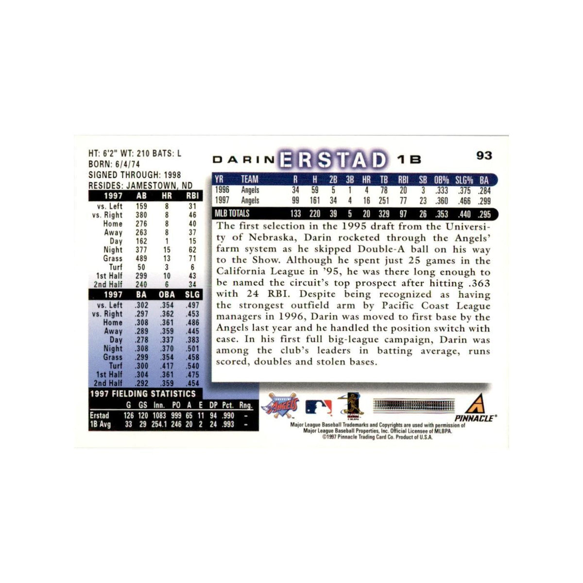 1998 Score Darin Erstad Baseball Cards #93