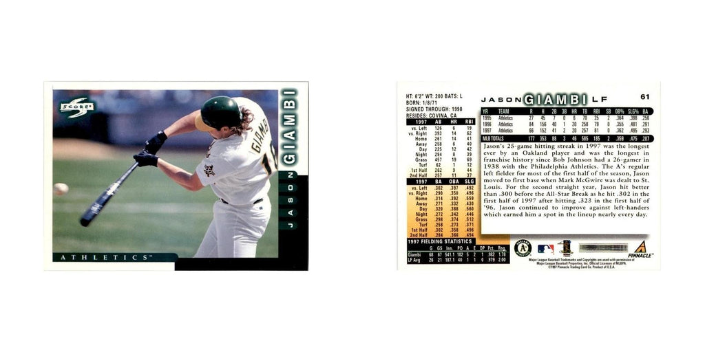 1998 Score Jason Giambi Baseball Cards #61
