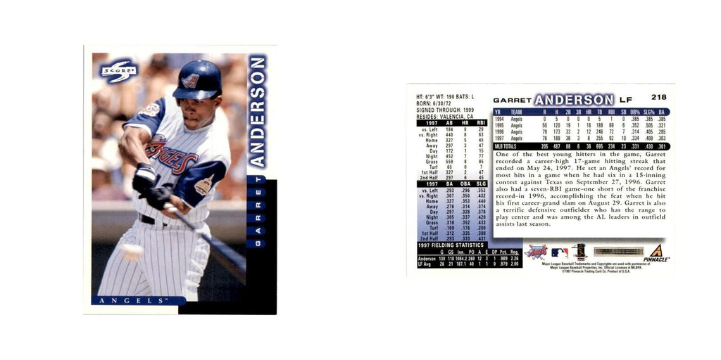 1998 Score Garret Anderson Baseball Cards #218
