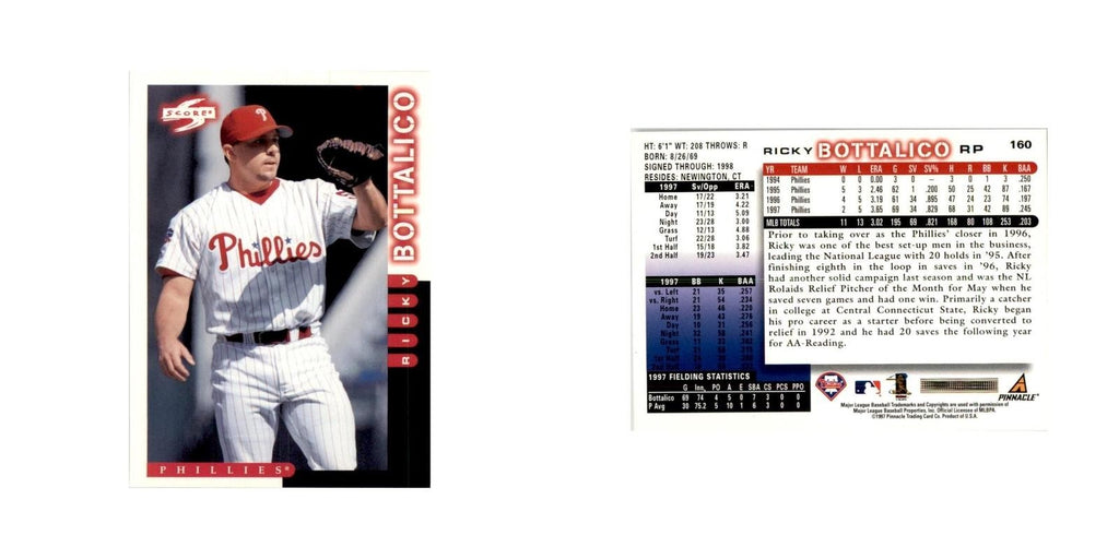 1998 Score Ricky Bottalico Baseball Cards #160