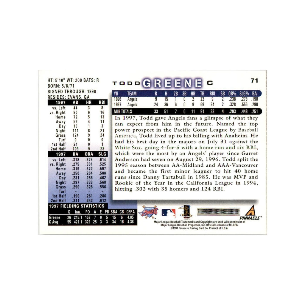 1998 Score Todd Greene Baseball Cards #71