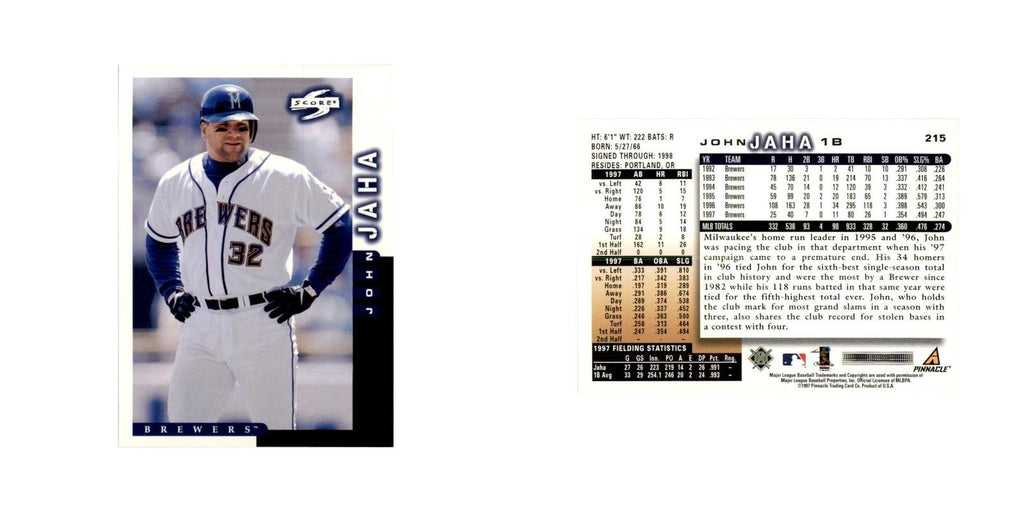 1998 Score John Jaha Baseball Cards #215