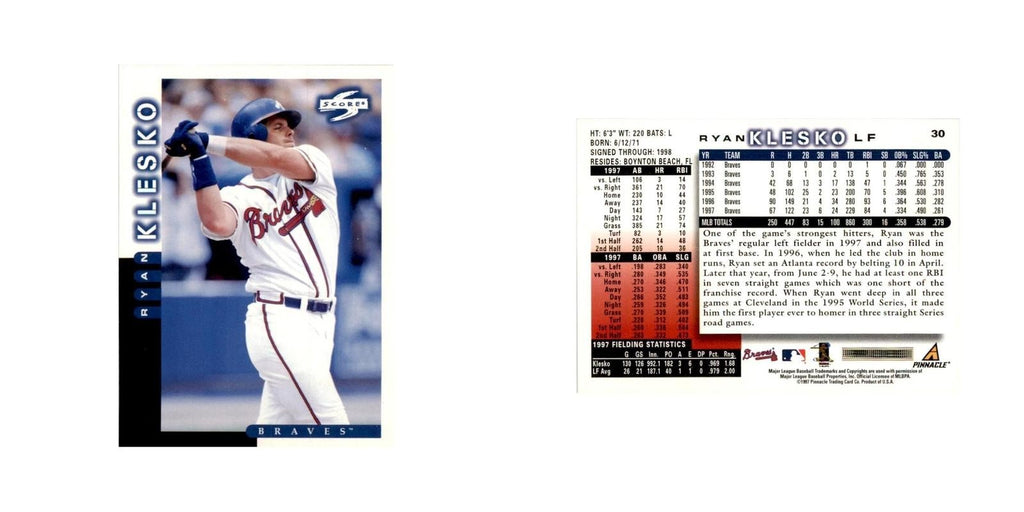 1998 Score Ryan Klesko Baseball Cards #30