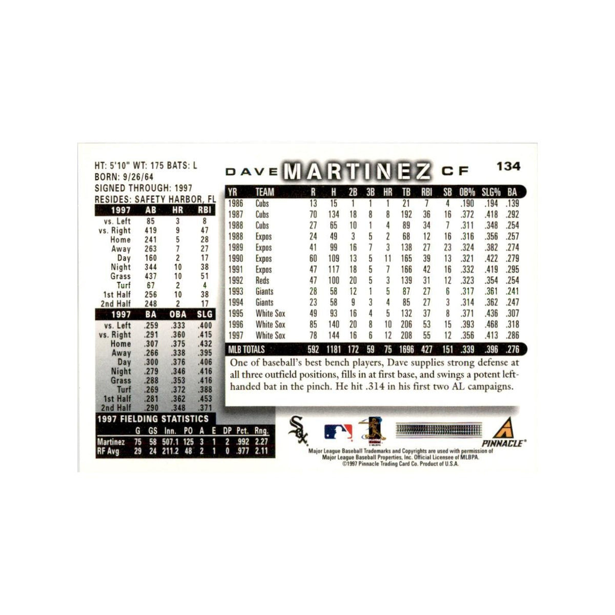 1998 Score Dave Martinez Baseball Cards #134