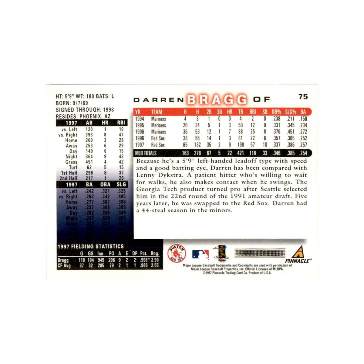 1998 Score Darren Bragg Baseball Cards #75