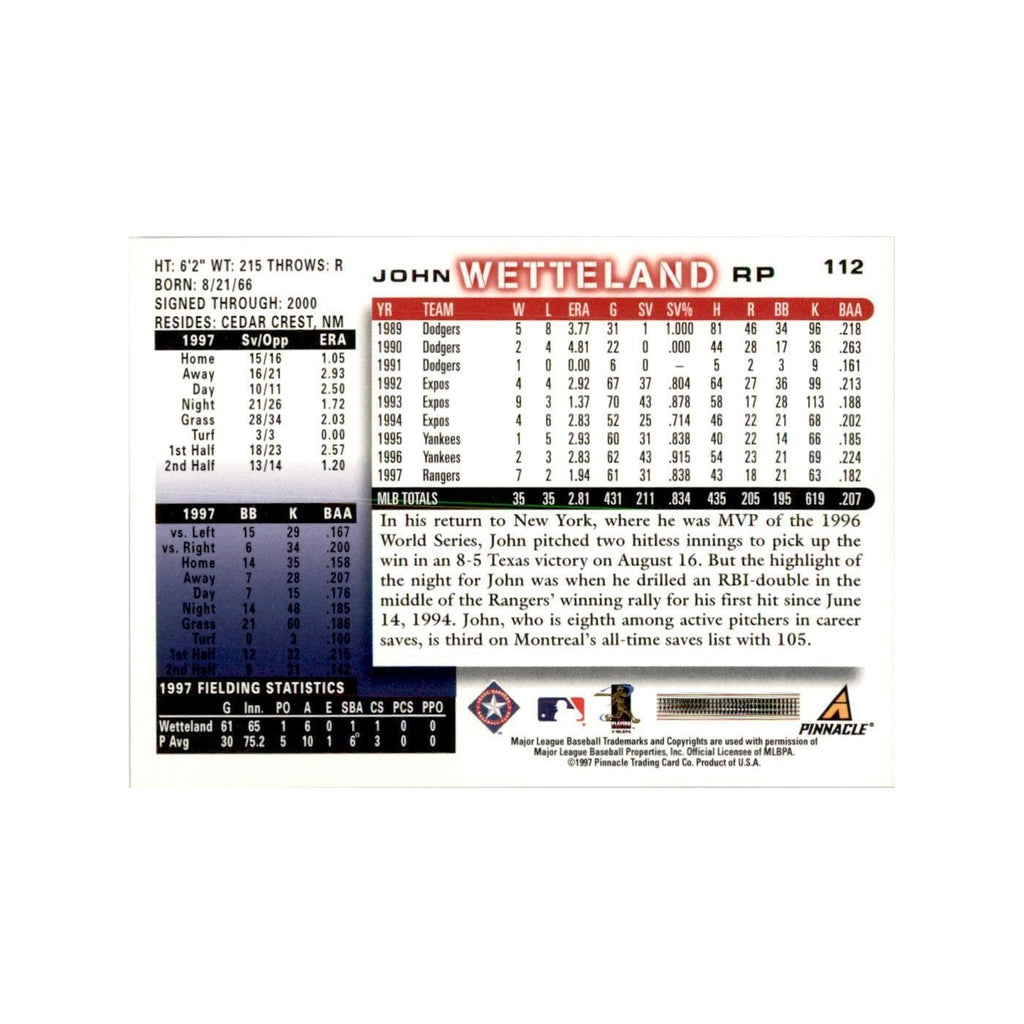 1998 Score John Wetteland Baseball Cards #112