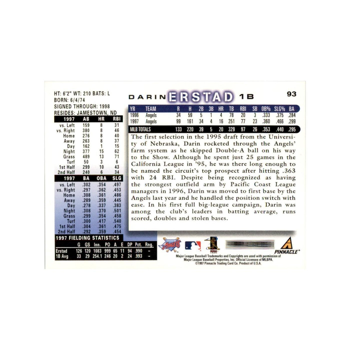 1998 Score Darin Erstad Baseball Cards #93