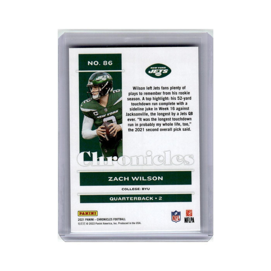 Zach Wilson Rookie 2021 Panini Chronicles #86 New York Jets Football Card NM