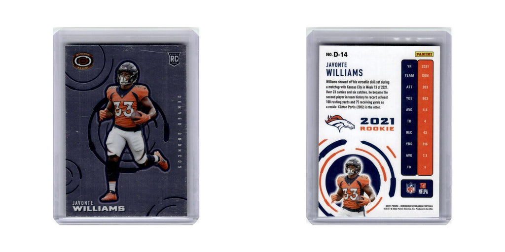 Javonte Williams 2021 Panini Chronicles Dynagon Rookies #D-14 Denver Broncos NM