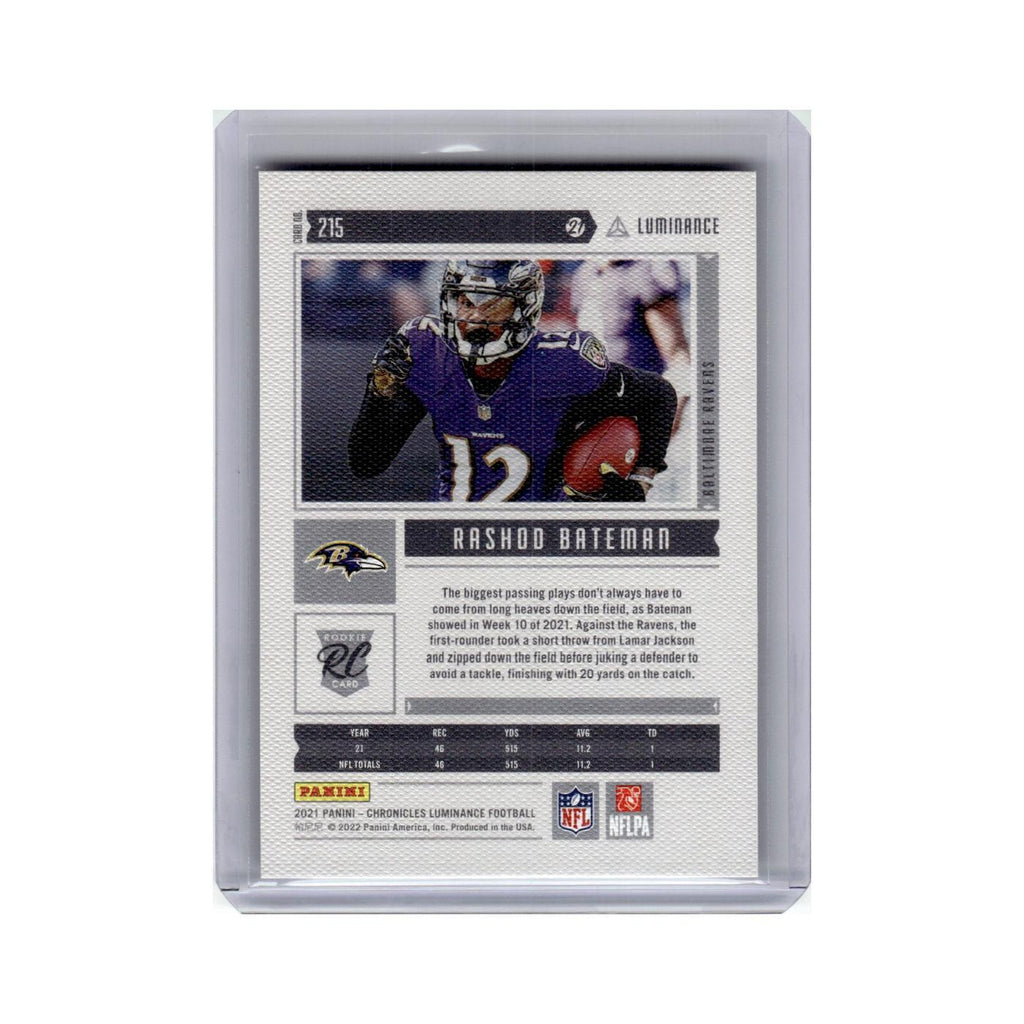 Rashod Bateman Rookie 2021 Panini Chronicles Luminance #215 Baltimore Ravens NM