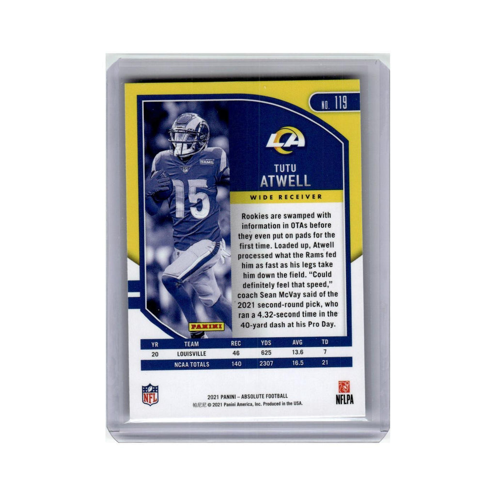 Tutu Atwell Rookie 2021 Panini Absolute #119 Los Angeles Rams Football Card NM