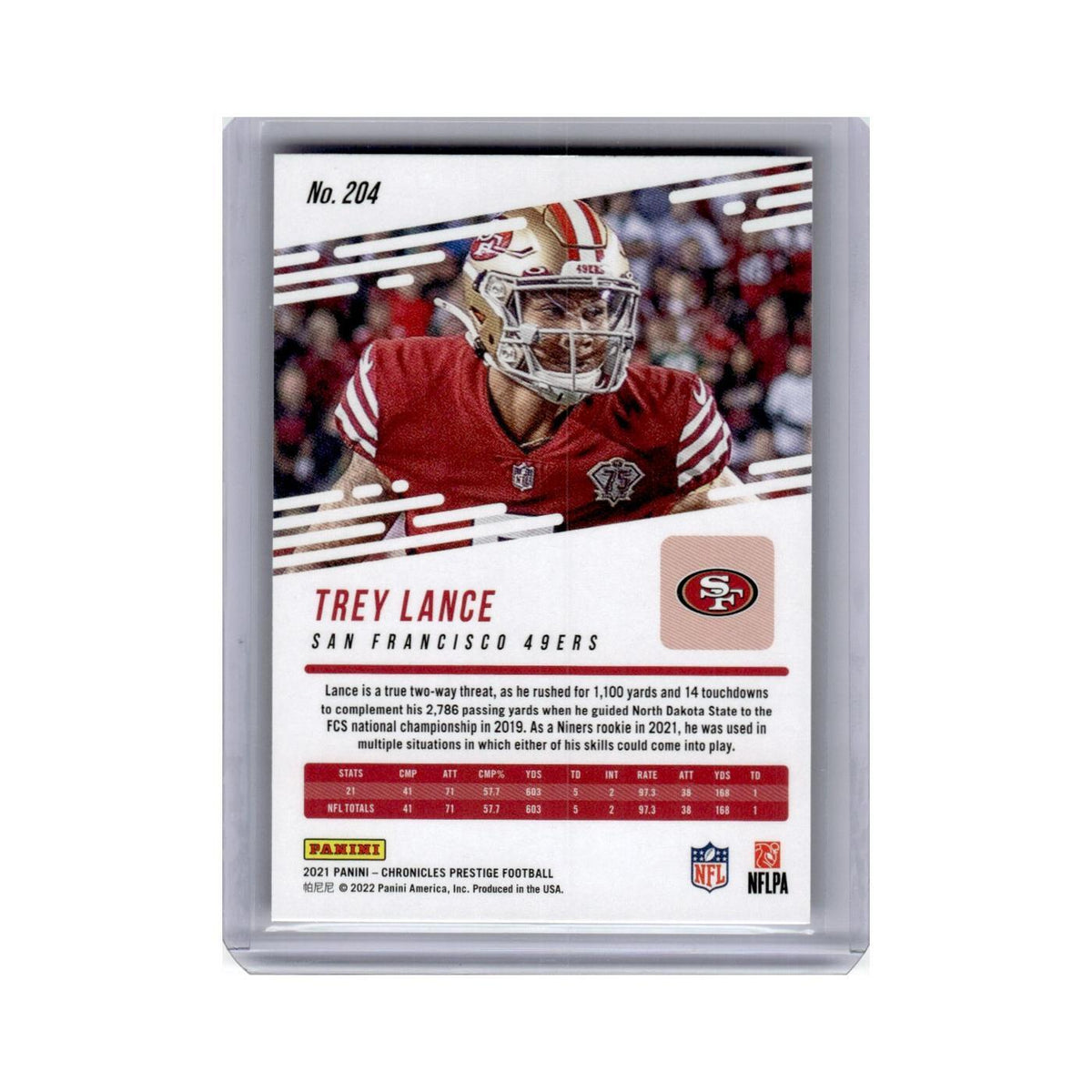 Trey Lance Rookie 2021 Panini Prestige #204 San Francisco 49ers Football Card NM