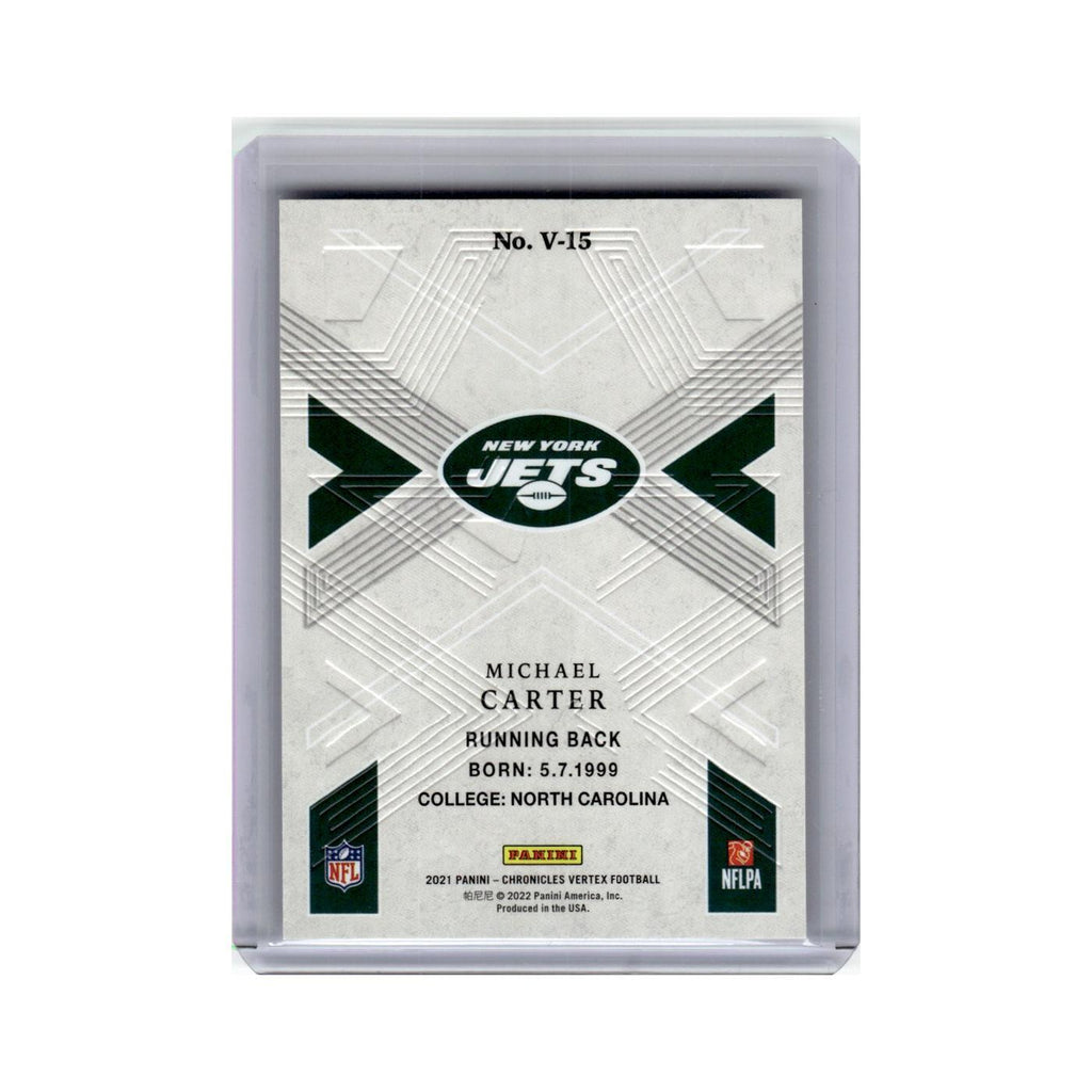Michael Carter Rookie 2021 Panini Chronicles Vertex #V-15 New York Jets NM