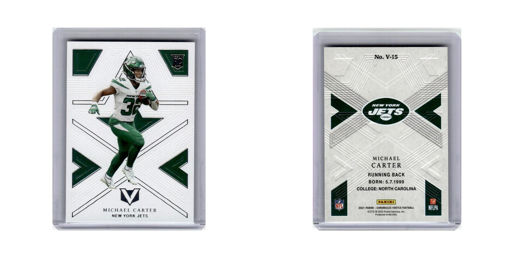 Michael Carter Rookie 2021 Panini Chronicles Vertex #V-15 New York Jets NM