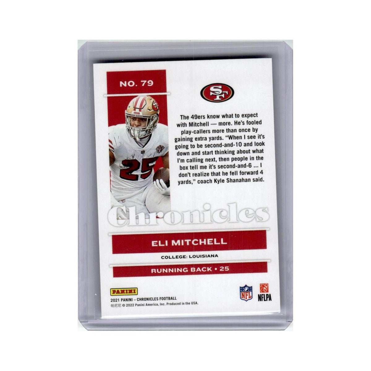 Eli Mitchell Rookie 2021 Panini Chronicles #79 San Francisco 49ers NM