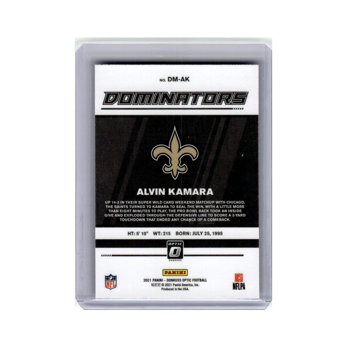 Alvin Kamara 2021 Donruss Optic Dominators #DM-AK New Orleans Saints NM