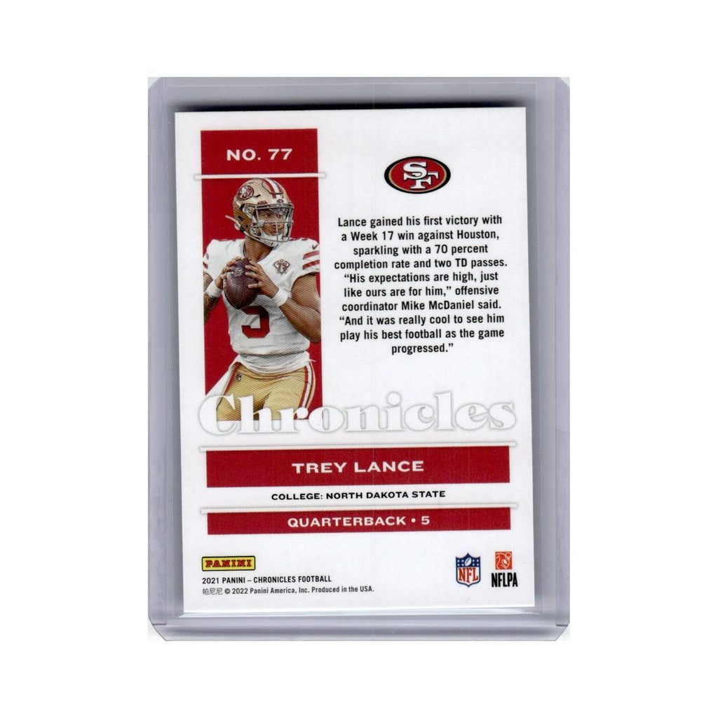 Trey Lance Rookie 2021 Panini Chronicles #77 San Francisco 49ers NM