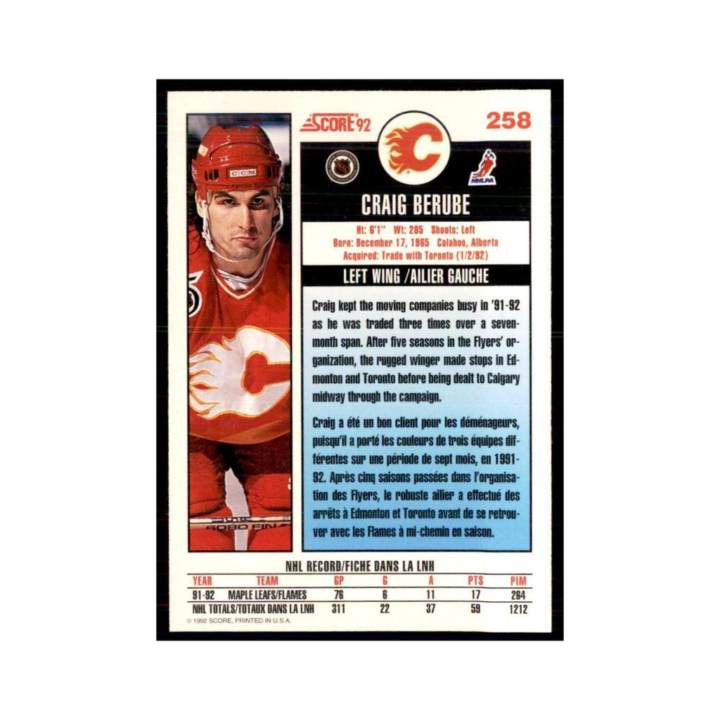 1992 Score Canadian Craig Berube Calgary Flames #258
