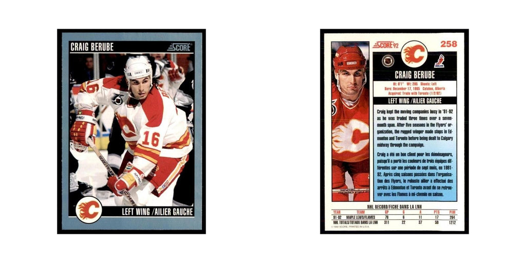 1992 Score Canadian Craig Berube Calgary Flames #258