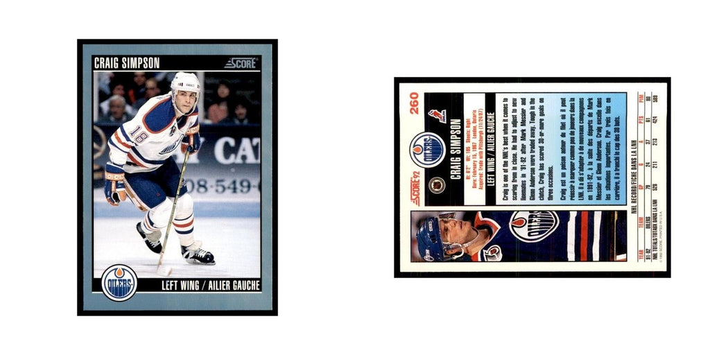 1992 Score Canadian Craig Simpson Edmonton Oilers #260