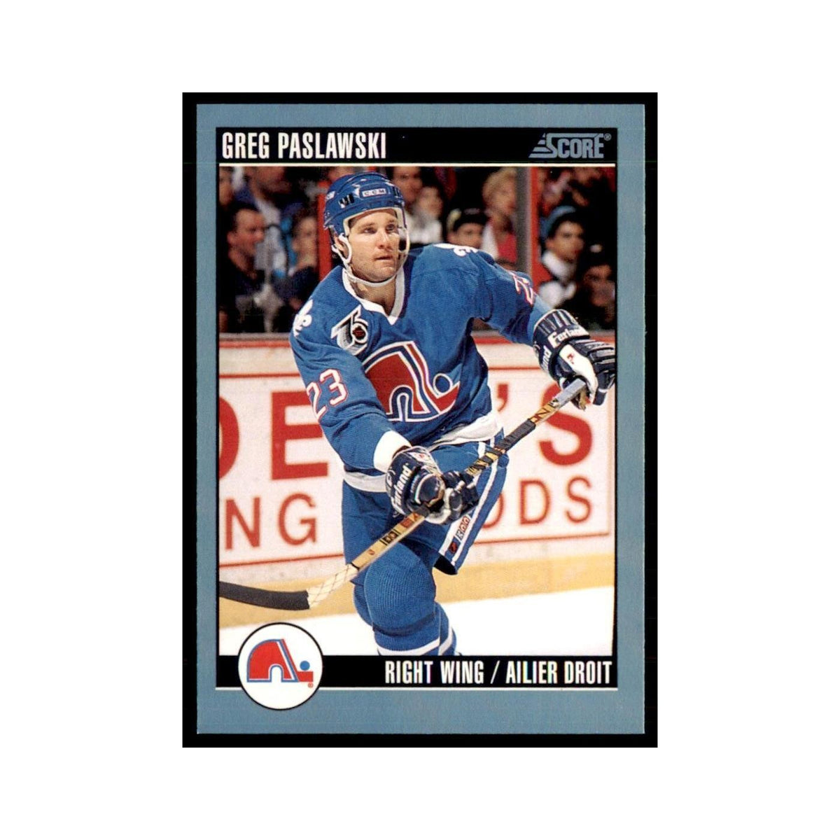 1992 Score Canadian Greg Paslawski Quebec Nordiques #175