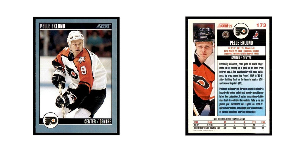 1992 Score Canadian Pelle Eklund Philadelphia Flyers #173