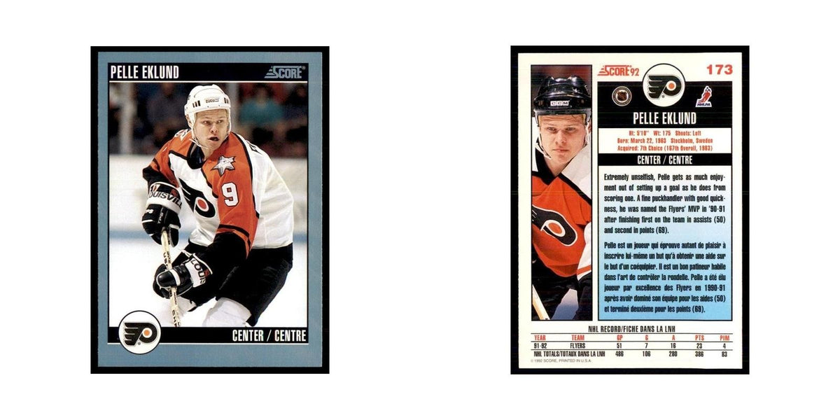 1992 Score Canadian Pelle Eklund Philadelphia Flyers #173