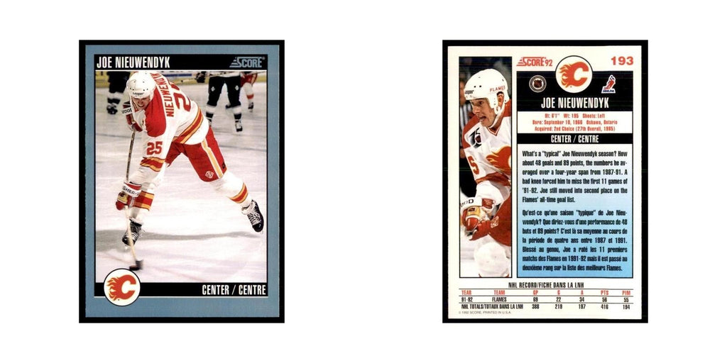 1992 Score Canadian Joe Nieuwendyk Calgary Flames #193