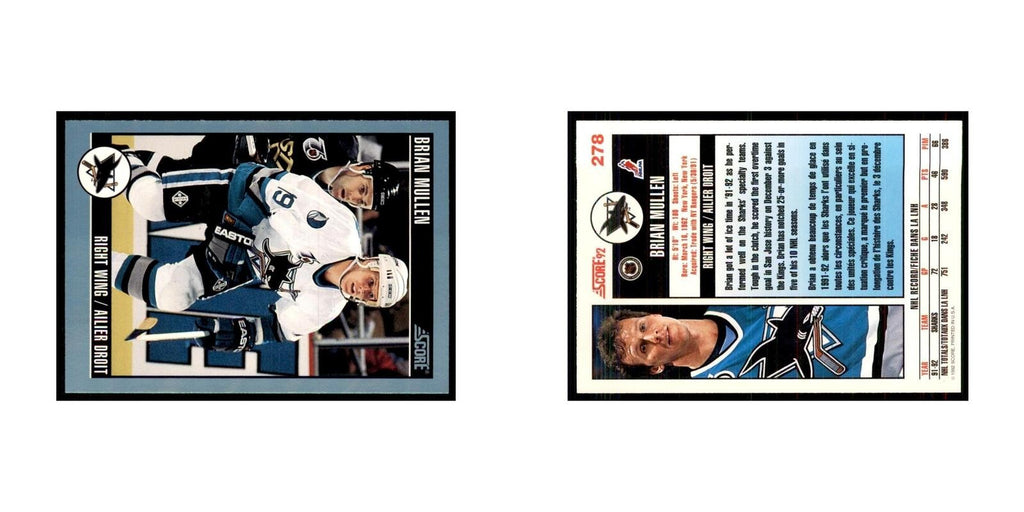1992 Score Canadian Brian Mullen San Jose Sharks #278