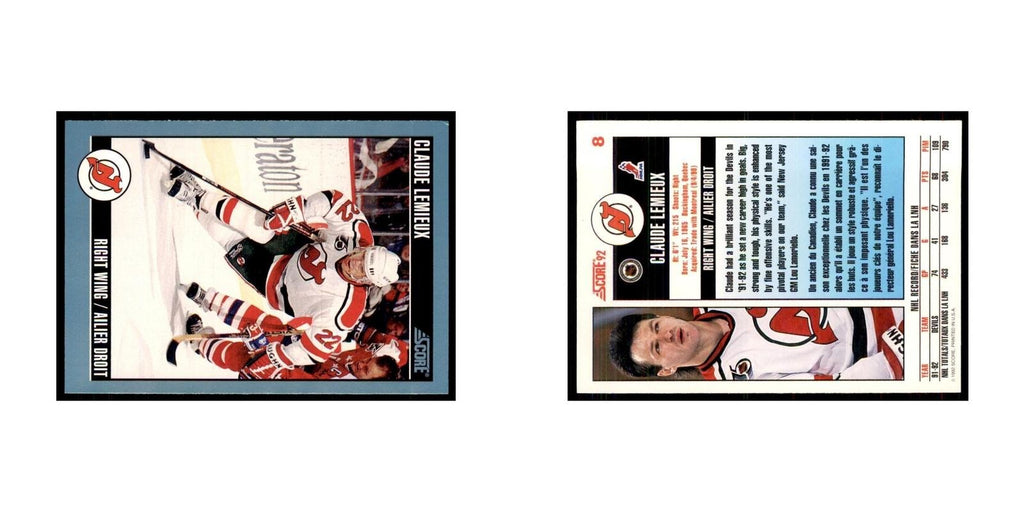 1992 Score Canadian Claude Lemieux New Jersey Devils #8