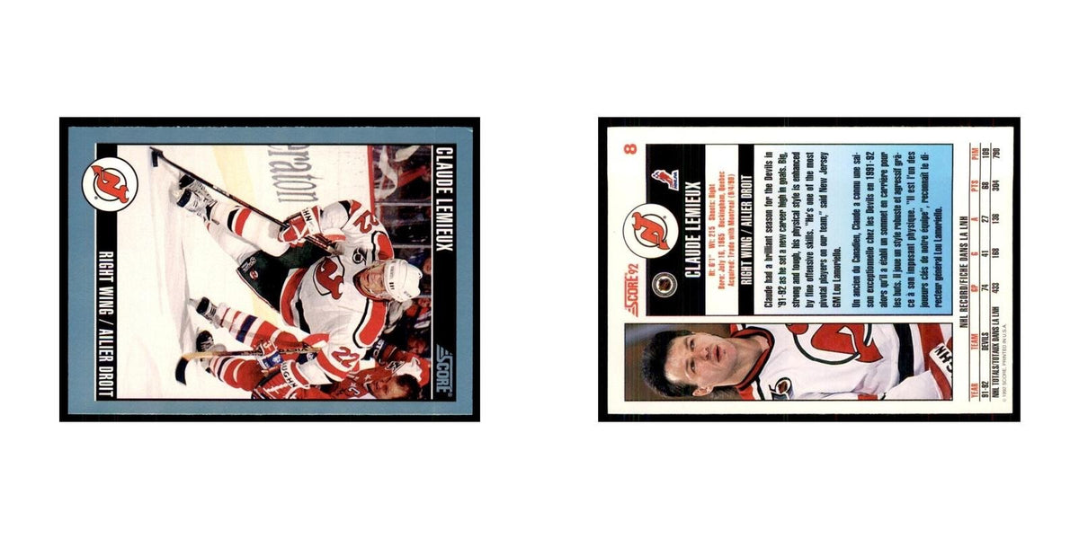 1992 Score Canadian Claude Lemieux New Jersey Devils #8