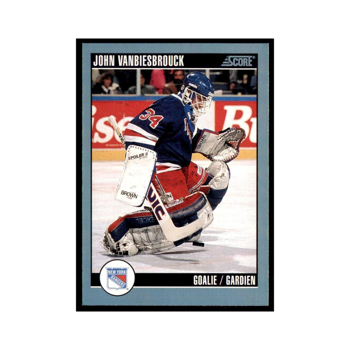 1992 Score Canadian John Vanbiesbrouck New York Rangers #160